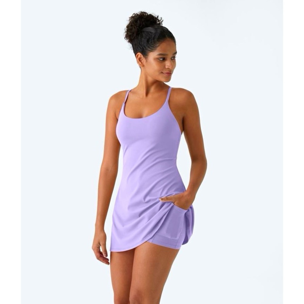 NWT Halara SoftlyZero Plush Backless Active Dress-Easy Peezy Edition Lavender S